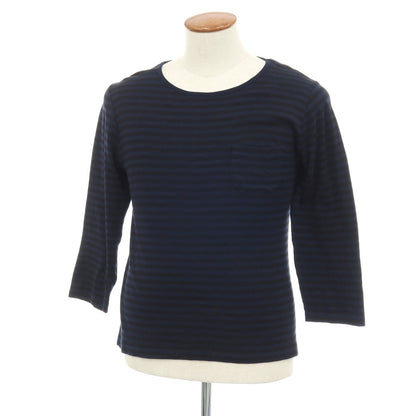 【SALE30%OFF/返品不可】【中古】ルトロワ Letroyes コットン ボーダー クルーネック 7分袖ポケットTシャツ ネイビーxブラック【 サイズM 】【 状態ランクB 】【 メンズ 】