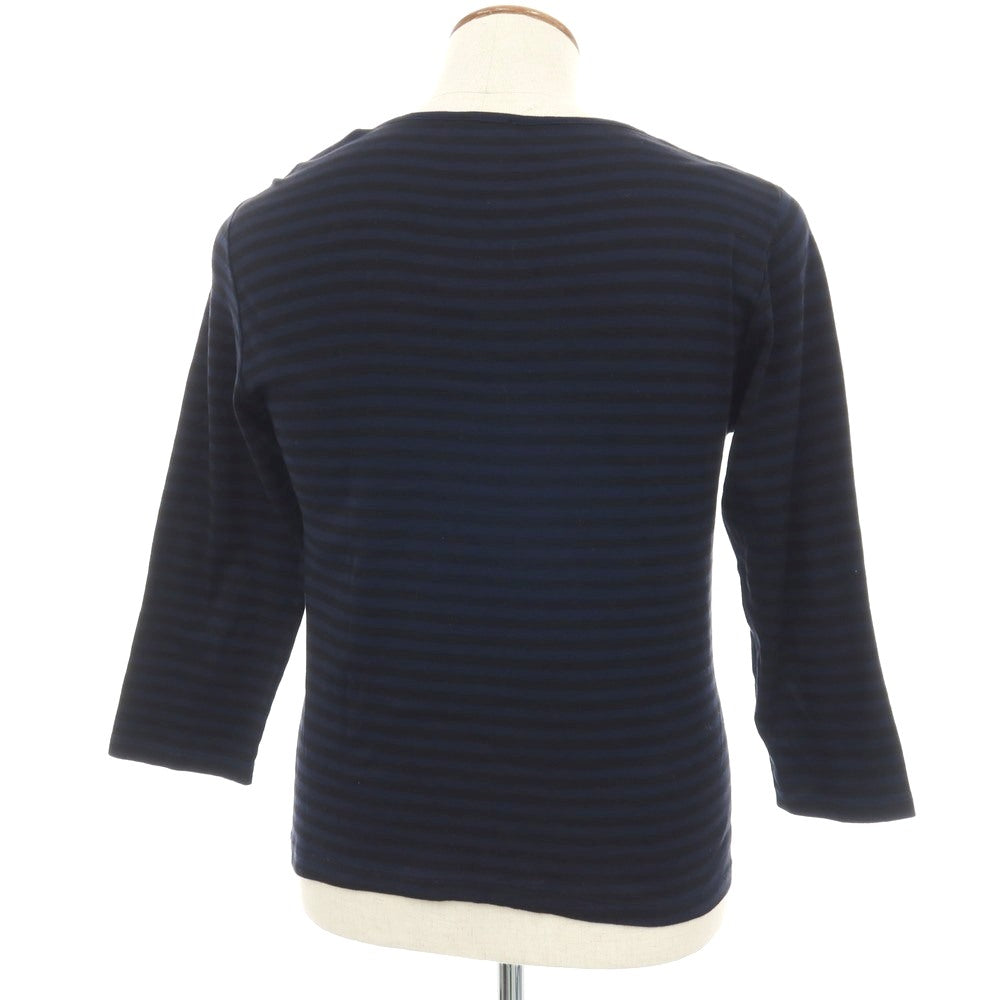 【SALE30%OFF/返品不可】【中古】ルトロワ Letroyes コットン ボーダー クルーネック 7分袖ポケットTシャツ ネイビーxブラック【 サイズM 】【 状態ランクB 】【 メンズ 】