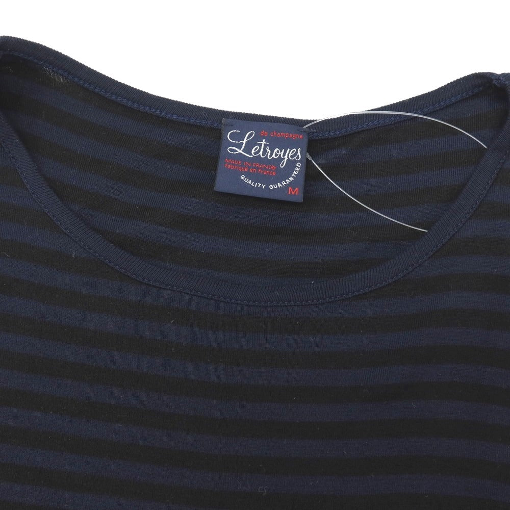 【SALE30%OFF/返品不可】【中古】ルトロワ Letroyes コットン ボーダー クルーネック 7分袖ポケットTシャツ ネイビーxブラック【 サイズM 】【 状態ランクB 】【 メンズ 】