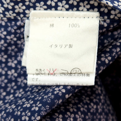【中古】フィナモレ Finamore コットン 花柄 プリント ホリゾンタルカラー カジュアルシャツ ネイビーxホワイト【サイズXS】【 状態ランクC 】【 メンズ 】