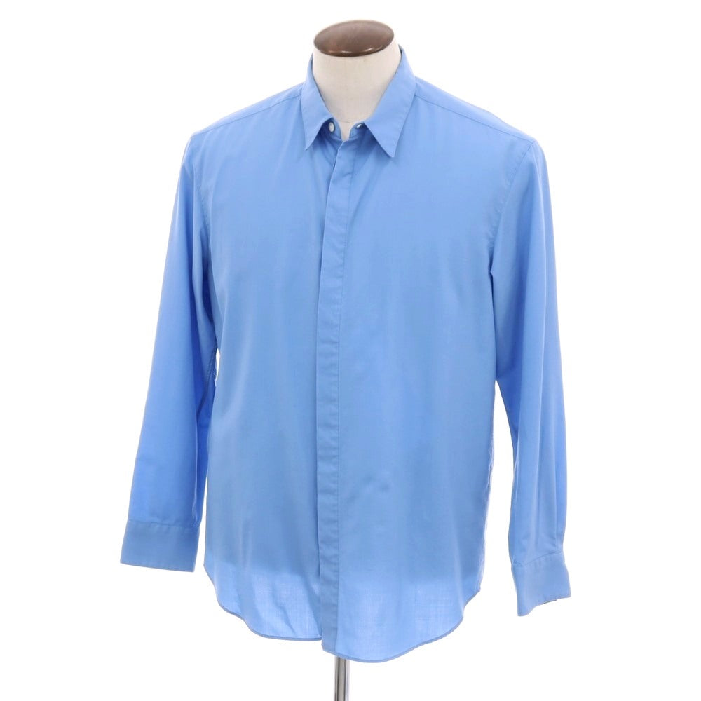 【中古】オーバーコート OVERCOAT ウール レギュラーカラー カジュアルシャツ ライトブルー【サイズ表記なし（XL位）】【 状態ランクC 】【 メンズ 】