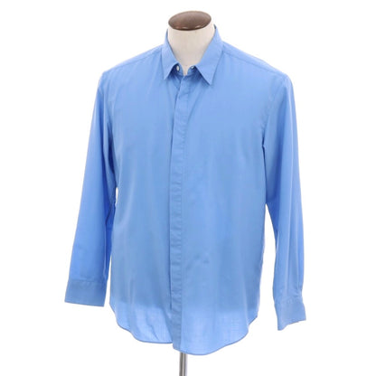【中古】オーバーコート OVERCOAT ウール レギュラーカラー カジュアルシャツ ライトブルー【サイズ表記なし（XL位）】【 状態ランクC 】【 メンズ 】