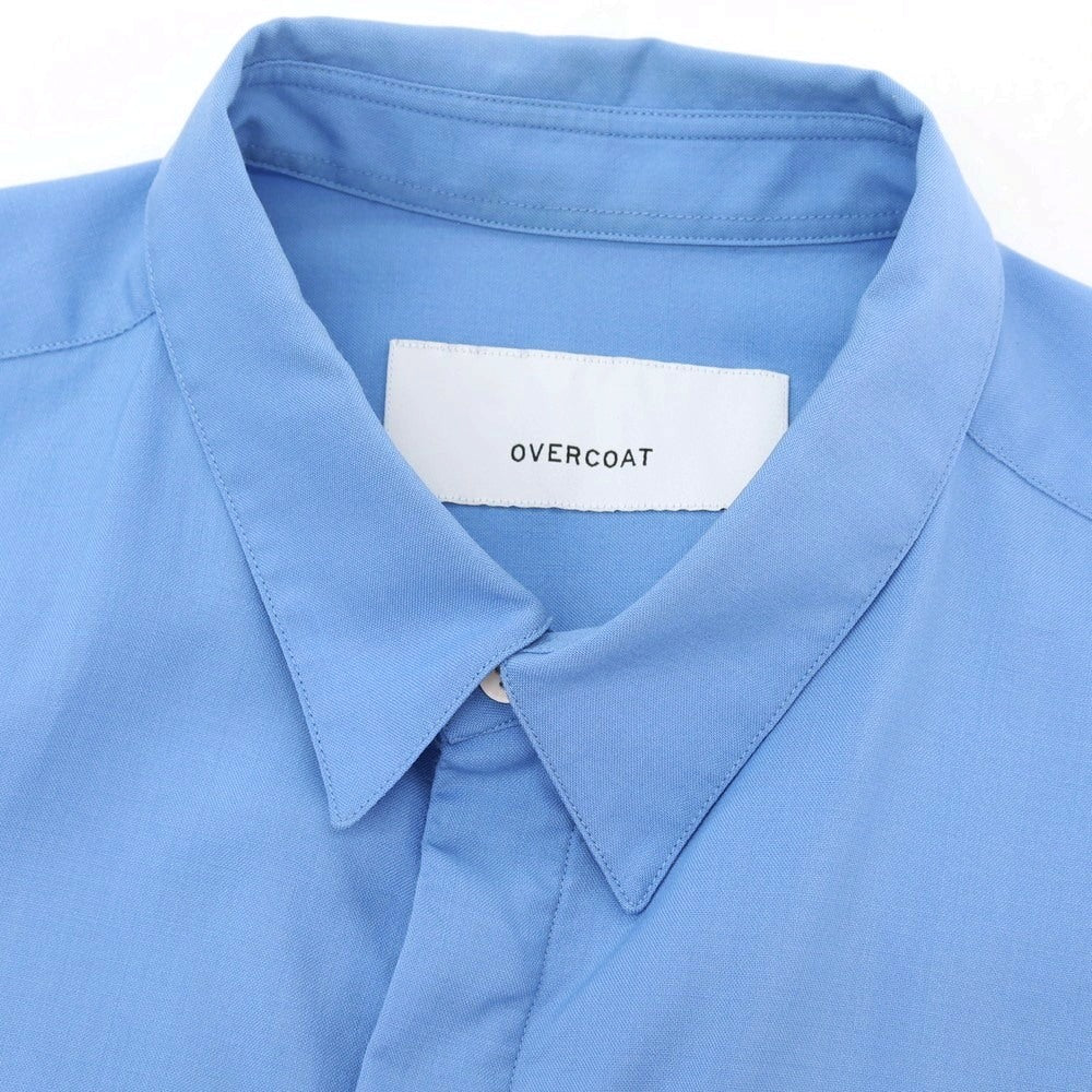 【中古】オーバーコート OVERCOAT ウール レギュラーカラー カジュアルシャツ ライトブルー【サイズ表記なし（XL位）】【 状態ランクC 】【 メンズ 】