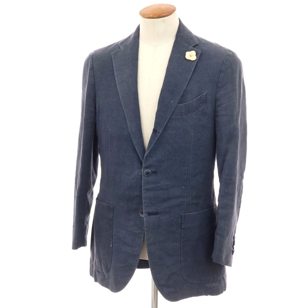 【中古】ラルディーニ LARDINI リネン 3B カジュアルジャケット ネイビー【サイズ46】【 状態ランクC 】【 メンズ 】