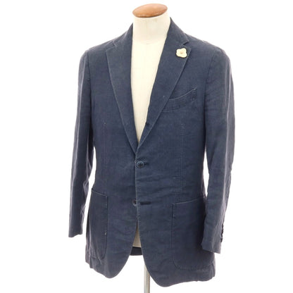 【中古】ラルディーニ LARDINI リネン 3B カジュアルジャケット ネイビー【サイズ46】【 状態ランクC 】【 メンズ 】