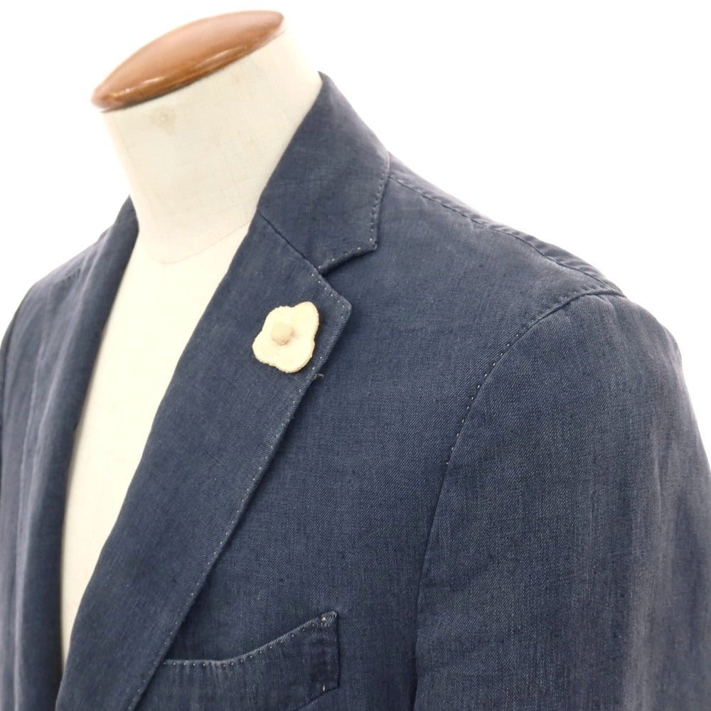 【中古】ラルディーニ LARDINI リネン 3B カジュアルジャケット ネイビー【サイズ46】【 状態ランクC 】【 メンズ 】