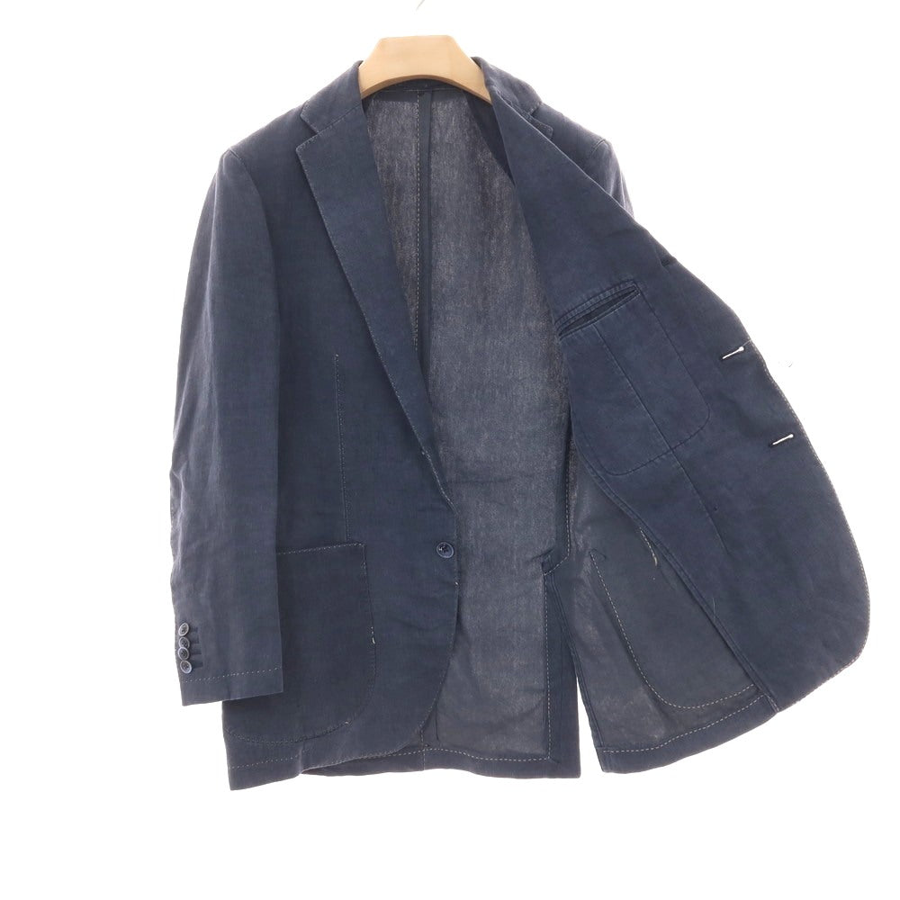 【中古】ラルディーニ LARDINI リネン 3B カジュアルジャケット ネイビー【サイズ46】【 状態ランクC 】【 メンズ 】