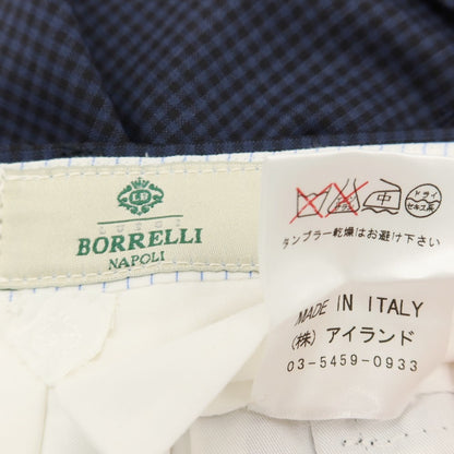 【中古】ルイジ ボレッリ Luigi Borrelli ウール チェック ドレススラックスパンツ ネイビー【サイズ44】【 状態ランクC 】【 メンズ 】