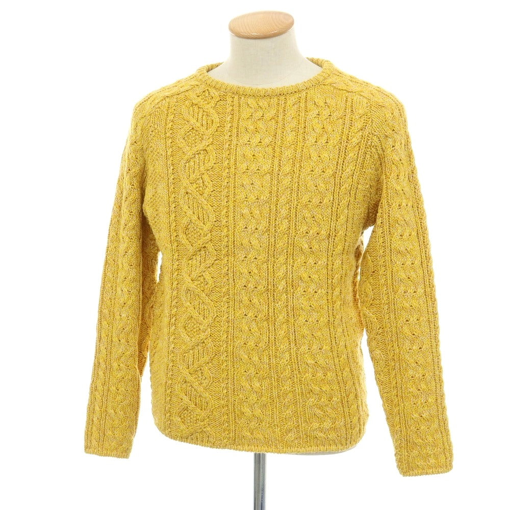 【中古】トゥモローランド TOMORROWLAND tricot ウール ケーブル編み クルーネック プルオーバーニット イエローxオレンジ【サイズS】【 状態ランクB 】【 メンズ 】