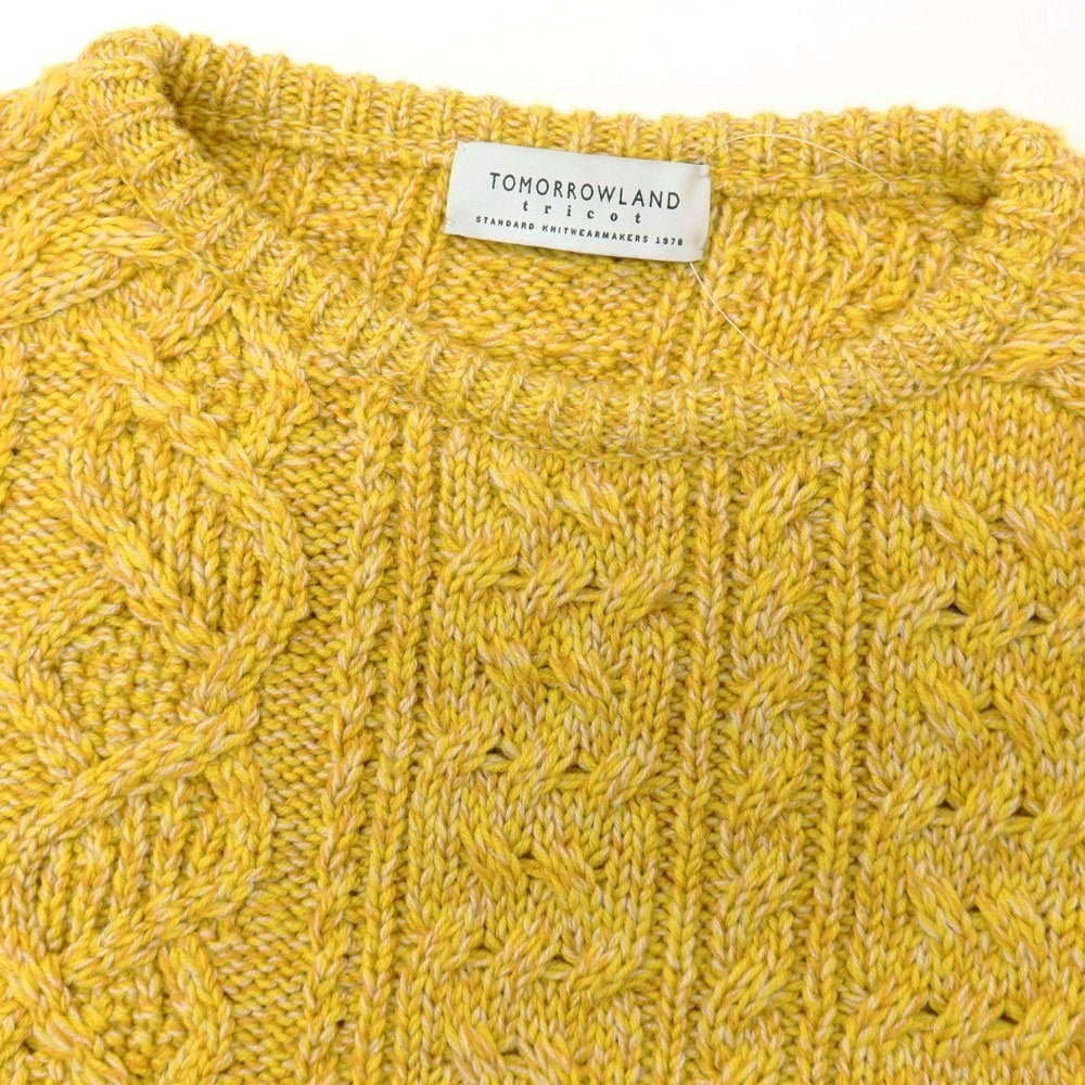 【中古】トゥモローランド TOMORROWLAND tricot ウール ケーブル編み クルーネック プルオーバーニット イエローxオレンジ【サイズS】【 状態ランクB 】【 メンズ 】