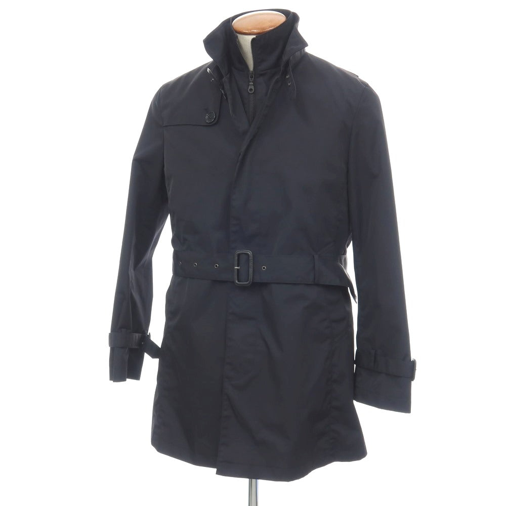 【中古】バーニーズニューヨーク BARNEYS NEWYORK ポリエステル 中綿入りライナー付き レイヤード トレンチコート ネイビー【サイズM】【 状態ランクB 】【 メンズ 】