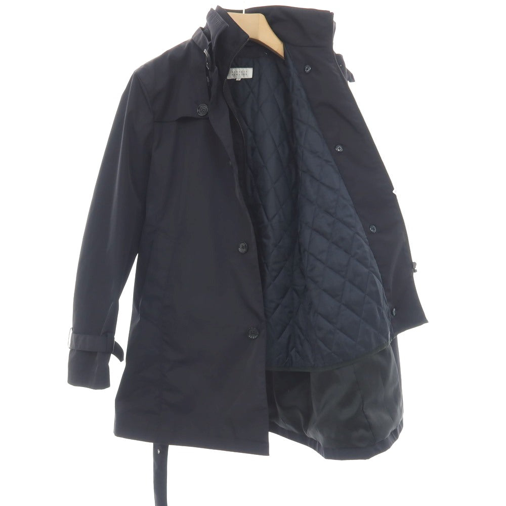 【中古】バーニーズニューヨーク BARNEYS NEWYORK ポリエステル 中綿入りライナー付き レイヤード トレンチコート ネイビー【サイズM】【 状態ランクB 】【 メンズ 】