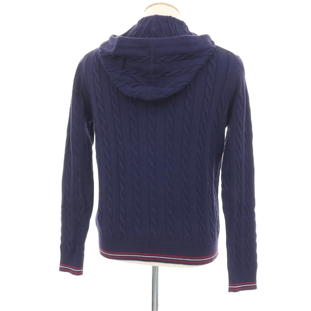 【中古】ブルックスブラザーズ Brooks Brothers コットン ケーブル編み プルオーバー ニットパーカー パープルネイビー【サイズXS】【 状態ランクB 】【 メンズ 】