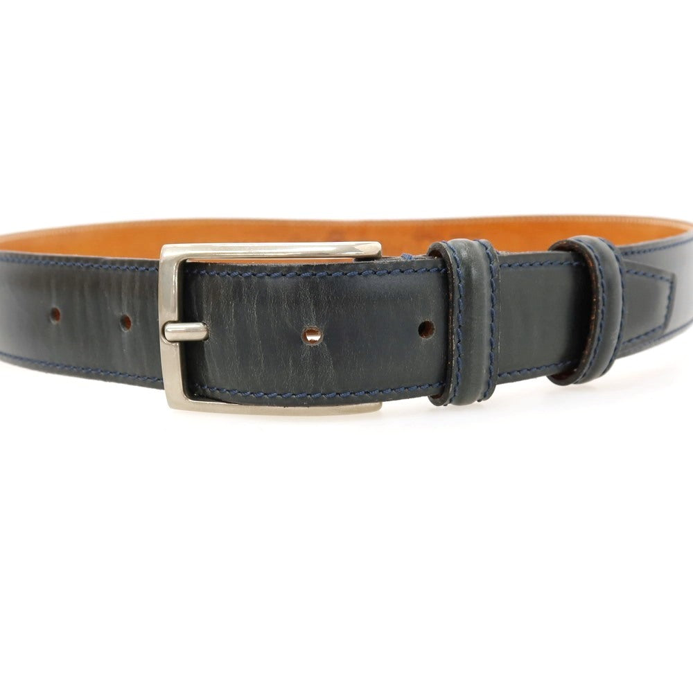 【中古】フェリージ Felisi 699/6 レザー ベルト ネイビーxシルバー【サイズ80】【 状態ランクC 】【 メンズ 】