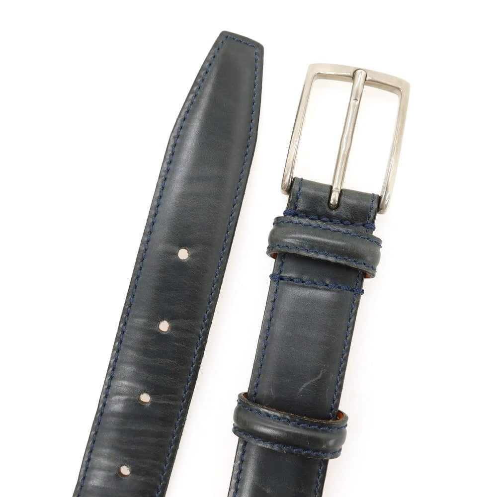 【中古】フェリージ Felisi 699/6 レザー ベルト ネイビーxシルバー【サイズ80】【 状態ランクC 】【 メンズ 】
