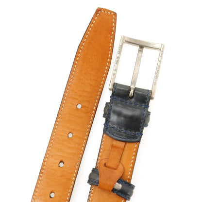 【中古】フェリージ Felisi 699/6 レザー ベルト ネイビーxシルバー【サイズ80】【 状態ランクC 】【 メンズ 】