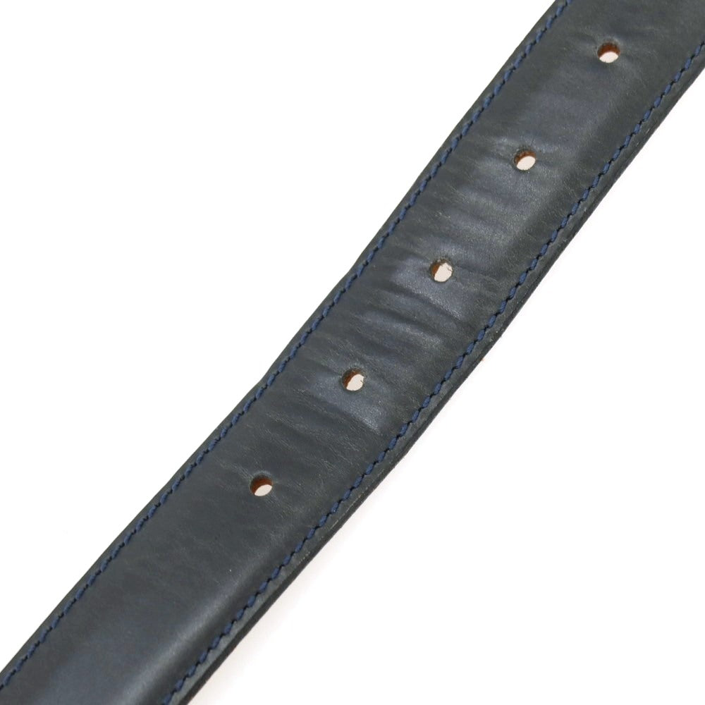 【中古】フェリージ Felisi 699/6 レザー ベルト ネイビーxシルバー【サイズ80】【 状態ランクC 】【 メンズ 】