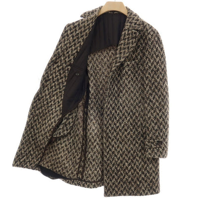 【中古】タリアトーレ TAGLIATORE ウールコットンナイロンシルクモヘヤアルパカ混 チェスターフィールドコート ベージュxブラック【サイズ48】【 状態ランクD 】【 メンズ 】