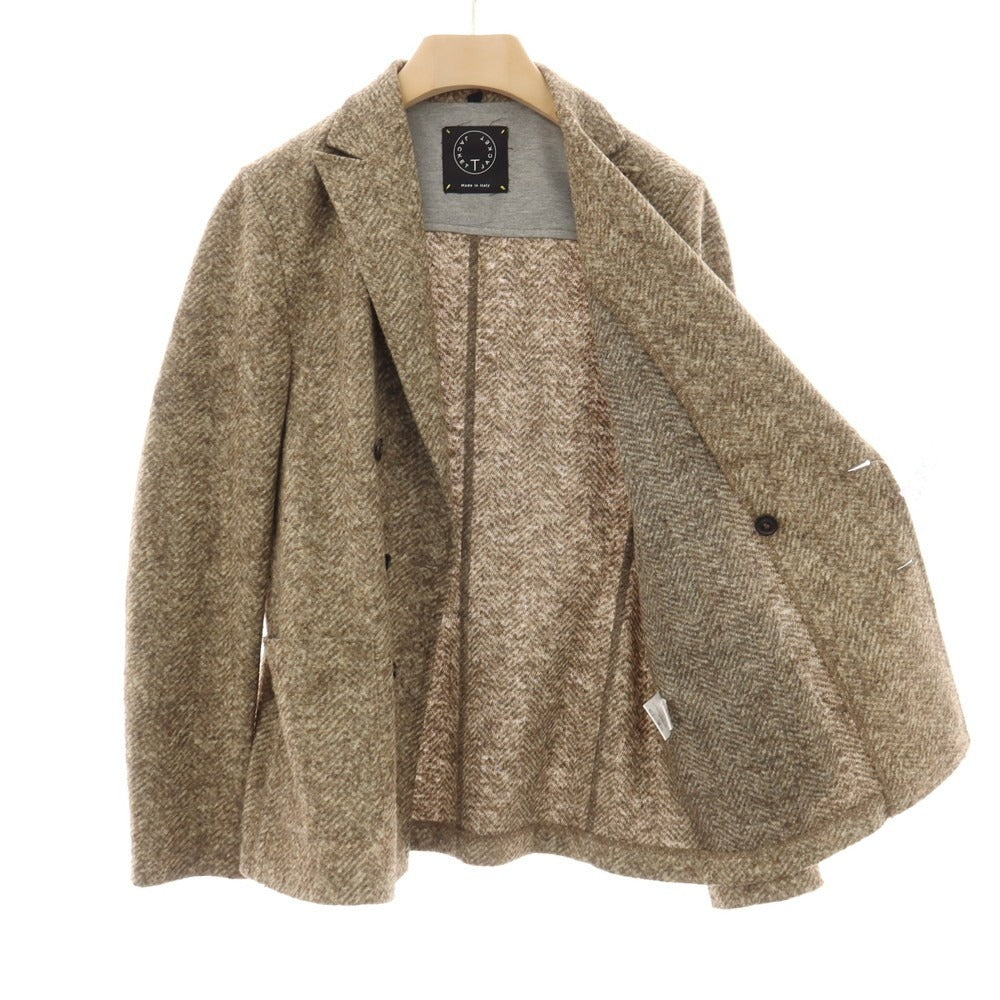 【中古】ティージャケット T-JACKET ポリエステルウールアクリル ダブル6B カジュアルジャケット ベージュ【サイズM】【 状態ランクC 】【 メンズ 】