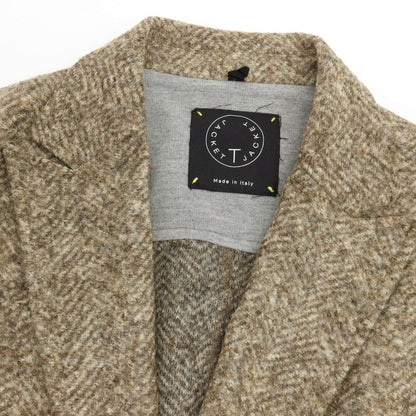 【中古】ティージャケット T-JACKET ポリエステルウールアクリル ダブル6B カジュアルジャケット ベージュ【サイズM】【 状態ランクC 】【 メンズ 】