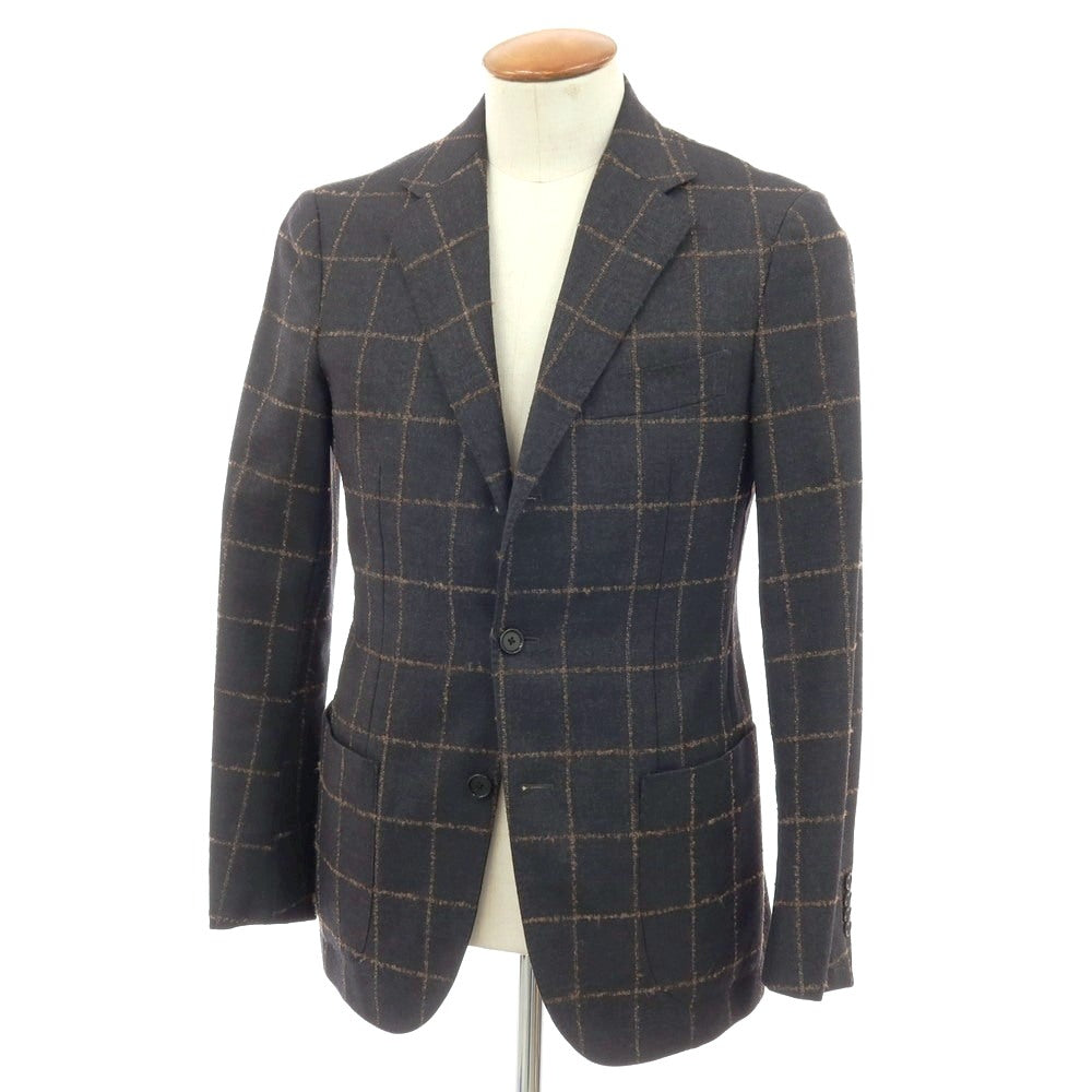【中古】ユナイテッドアローズ UNITED ARROWS ウール ウィンドウペーンチェック 3B テーラードジャケット グレーxブラウン【サイズ46】【 状態ランクC 】【 メンズ 】