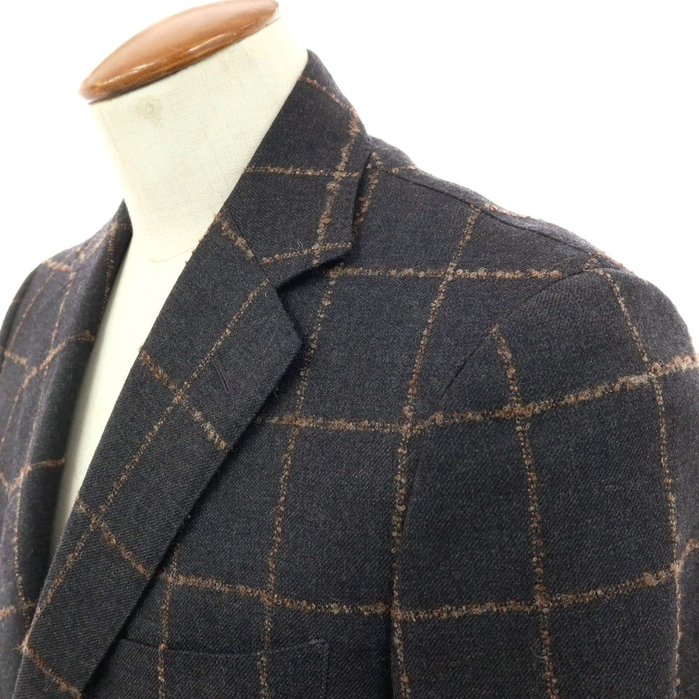 【中古】ユナイテッドアローズ UNITED ARROWS ウール ウィンドウペーンチェック 3B テーラードジャケット グレーxブラウン【サイズ46】【 状態ランクC 】【 メンズ 】