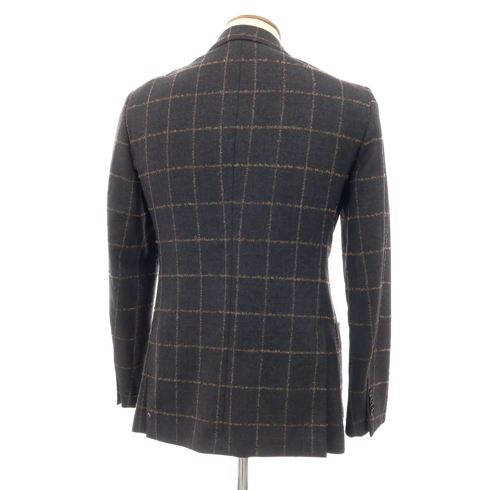 【中古】ユナイテッドアローズ UNITED ARROWS ウール ウィンドウペーンチェック 3B テーラードジャケット グレーxブラウン【サイズ46】【 状態ランクC 】【 メンズ 】