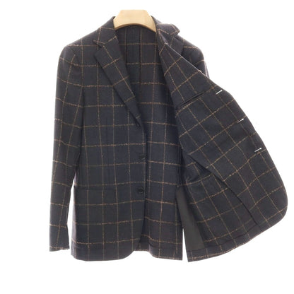 【中古】ユナイテッドアローズ UNITED ARROWS ウール ウィンドウペーンチェック 3B テーラードジャケット グレーxブラウン【サイズ46】【 状態ランクC 】【 メンズ 】