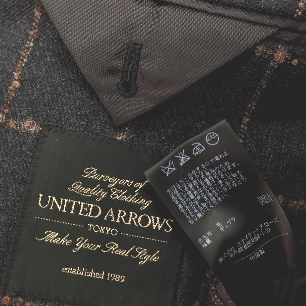 【中古】ユナイテッドアローズ UNITED ARROWS ウール ウィンドウペーンチェック 3B テーラードジャケット グレーxブラウン【サイズ46】【 状態ランクC 】【 メンズ 】