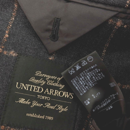 【中古】ユナイテッドアローズ UNITED ARROWS ウール ウィンドウペーンチェック 3B テーラードジャケット グレーxブラウン【サイズ46】【 状態ランクC 】【 メンズ 】