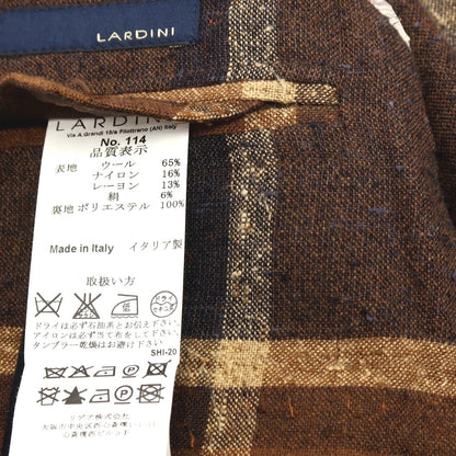 【中古】ラルディーニ LARDINI ウールナイロンレーヨンシルク チェック 3B テーラードジャケット ブラウンxネイビー【サイズ46】【 状態ランクB 】【 メンズ 】