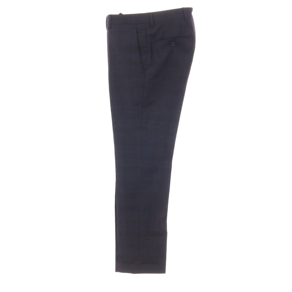 【中古】ラルディーニ LARDINI ウール チェック 3つボタンスーツ ダークネイビーxネイビー【サイズ46】【 状態ランクD 】【 メンズ 】