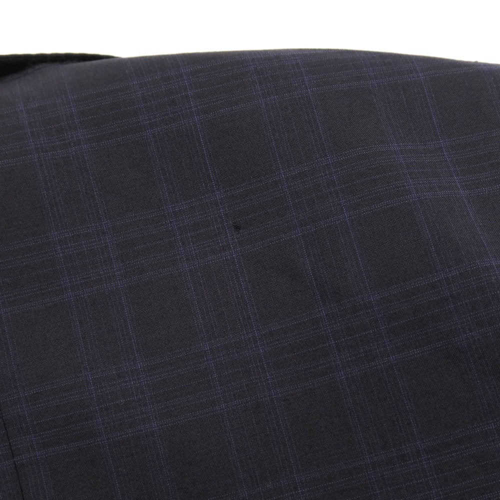 【中古】ラルディーニ LARDINI ウール チェック 3つボタンスーツ ダークネイビーxネイビー【サイズ46】【 状態ランクD 】【 メンズ 】