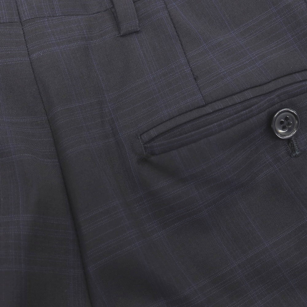 【中古】ラルディーニ LARDINI ウール チェック 3つボタンスーツ ダークネイビーxネイビー【サイズ46】【 状態ランクD 】【 メンズ 】