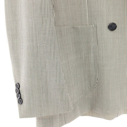 【中古】グリーンレーベルリラクシング green label relaxing ポリエステルウールポリウレタン ストライプ ダブルスーツ ホワイトxブラック【サイズ上48/下84】【 状態ランクC 】【 メンズ 】