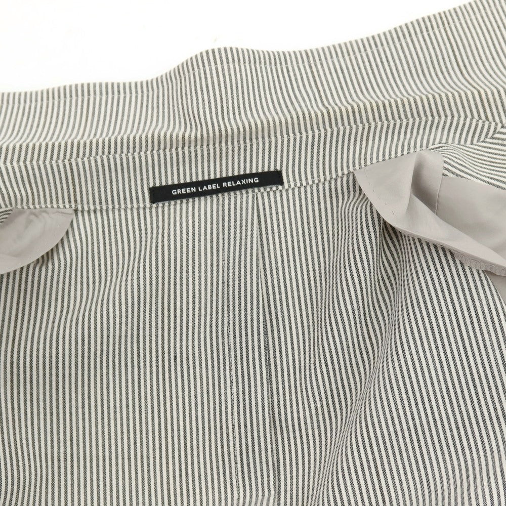 【中古】グリーンレーベルリラクシング green label relaxing ポリエステルウールポリウレタン ストライプ ダブルスーツ ホワイトxブラック【サイズ上48/下84】【 状態ランクC 】【 メンズ 】