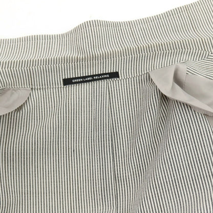 【中古】グリーンレーベルリラクシング green label relaxing ポリエステルウールポリウレタン ストライプ ダブルスーツ ホワイトxブラック【サイズ上48/下84】【 状態ランクC 】【 メンズ 】