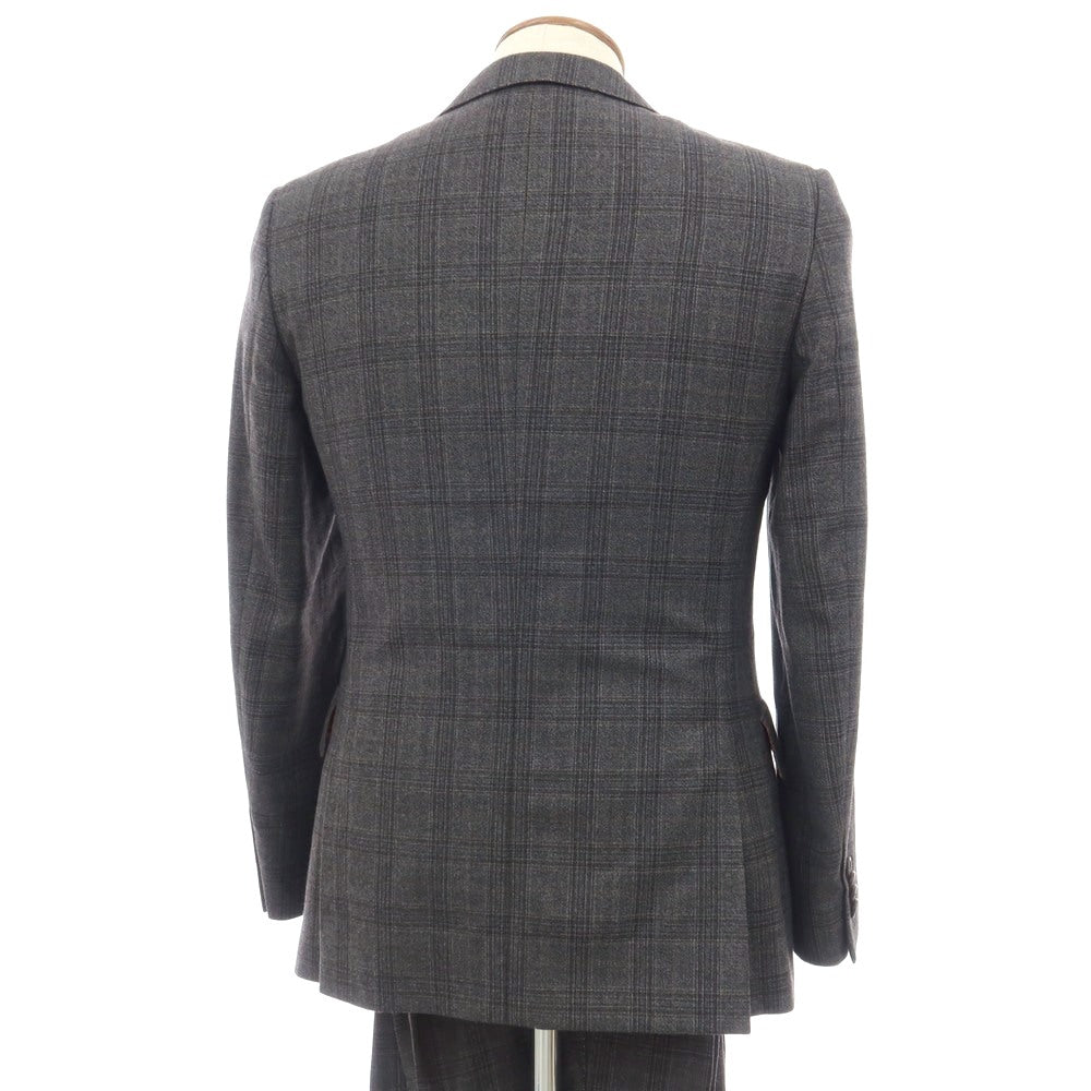 【中古】ポールスミス Paul Smith スリーピース ウール チェック 2つボタンスーツ ダークグレーxダークブラウン【サイズM】【 状態ランクB 】【 メンズ 】