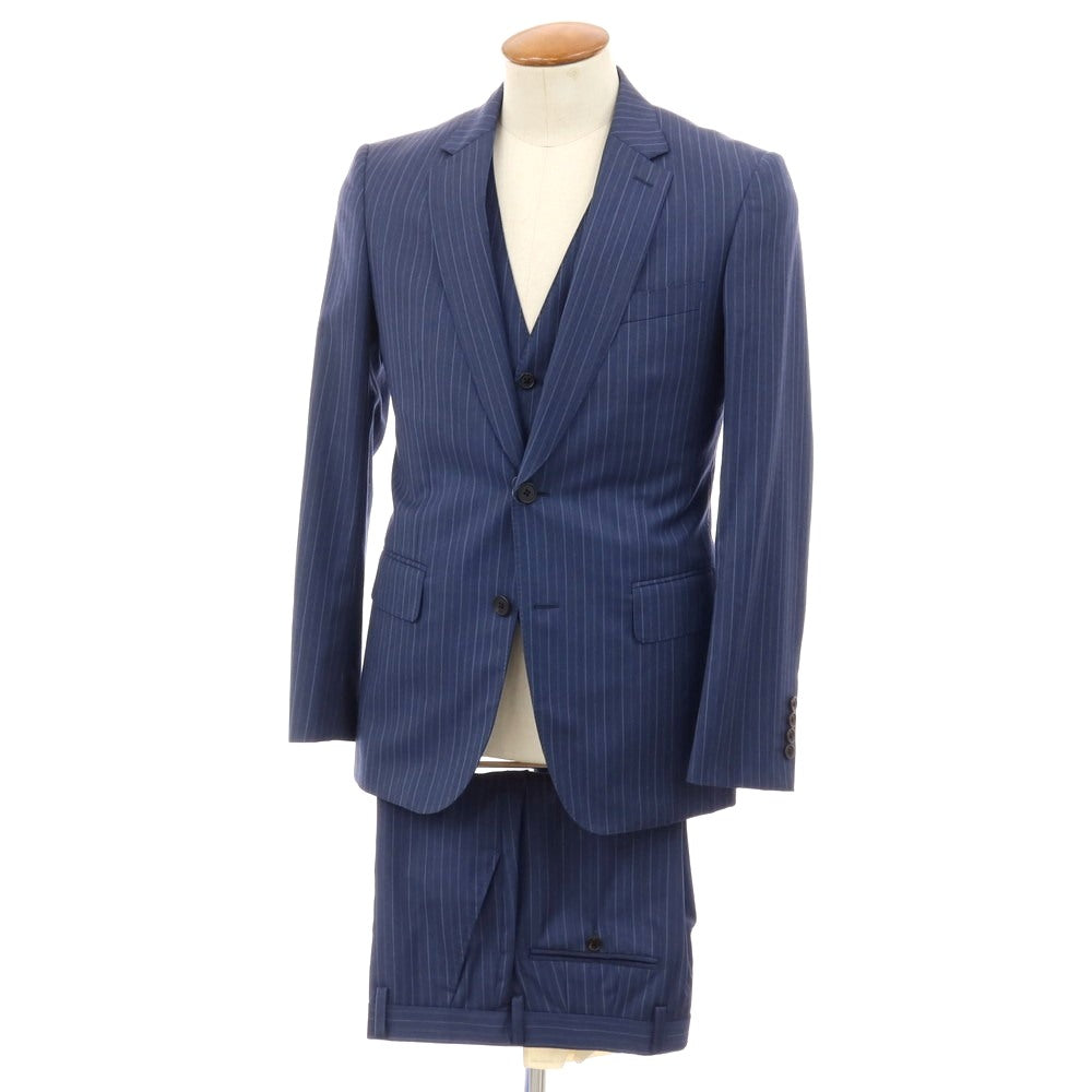 【中古】ポールスミス Paul Smith スリーピース ウール ストライプ 2つボタンスーツ ダークブルー【サイズM】【 状態ランクC 】【 メンズ 】
