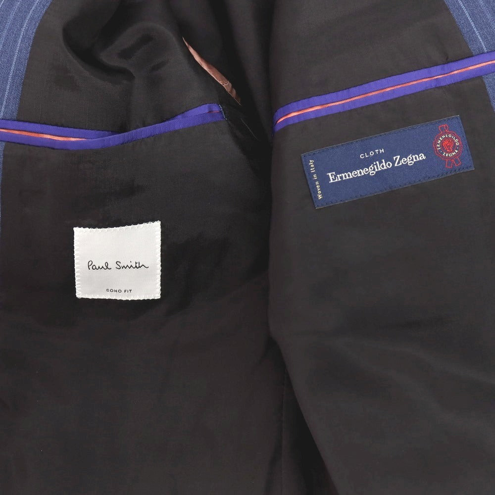 【中古】ポールスミス Paul Smith スリーピース ウール ストライプ 2つボタンスーツ ダークブルー【サイズM】【 状態ランクC 】【 メンズ 】
