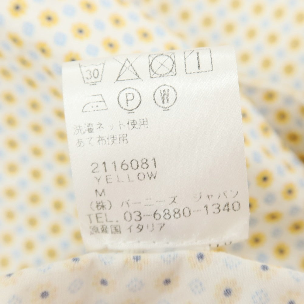 【中古】フィナモレ Finamore コットン 花小紋 プリント ワイドカラー カジュアルシャツ イエローxホワイト【サイズＭ】【 状態ランクA 】【 メンズ 】