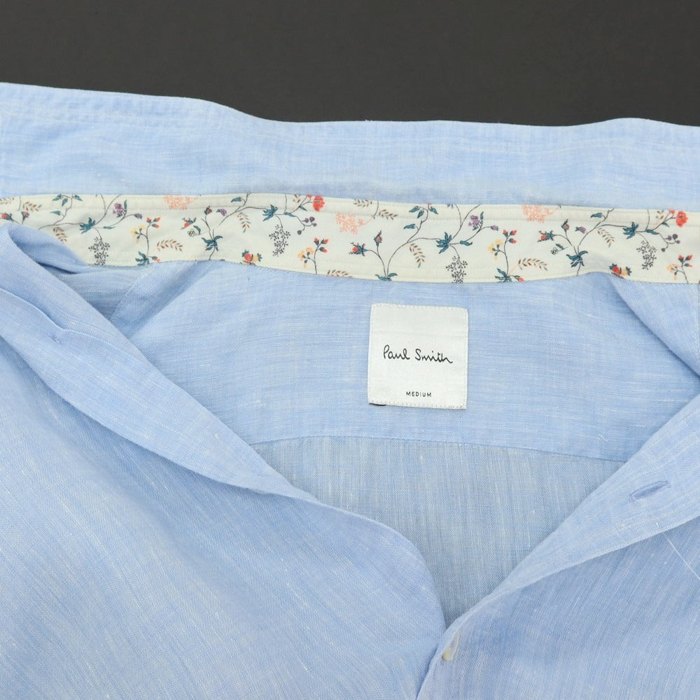 【SALE30%OFF/返品不可】【中古】ポールスミス Paul Smith リネン ショートカラー 半袖シャツ ライトブルー【 サイズＭ 】【 状態ランクC 】【 メンズ 】