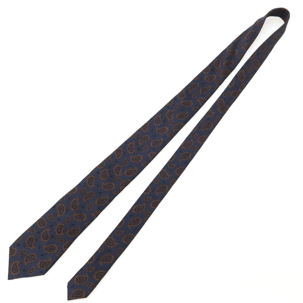 【中古】バーニーズニューヨーク BARNEYS NEWYORK シルク ペイズリー柄ネクタイ ネイビー【 状態ランクB 】【 メンズ 】
