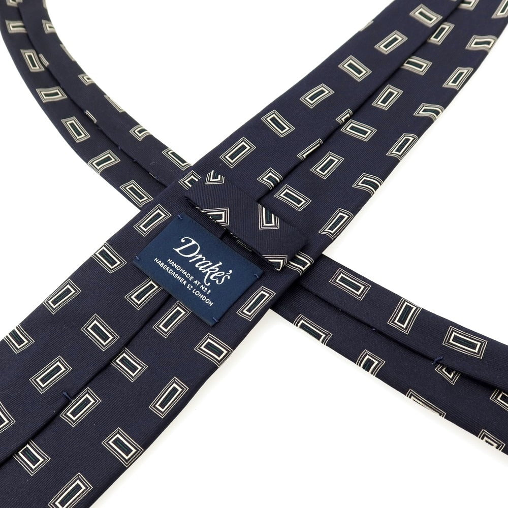 【中古】ドレイクス DRAKES シルク 小紋柄ネクタイ ダークネイビー【 状態ランクB 】【 メンズ 】