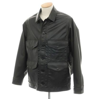 【中古】ジュンヤワタナベ マン JUNYA WATANABE MAN × FILSON 2025年秋冬 フェイクレザー×ウール モッサーチェック 切替 ジャケット ブルゾン ブラック【サイズS】【 状態ランクA 】【 メンズ 】