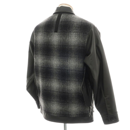 【中古】ジュンヤワタナベ マン JUNYA WATANABE MAN × FILSON 2025年秋冬 フェイクレザー×ウール モッサーチェック 切替 ジャケット ブルゾン ブラック【サイズS】【 状態ランクA 】【 メンズ 】