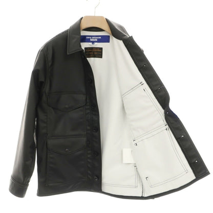 【中古】ジュンヤワタナベ マン JUNYA WATANABE MAN × FILSON 2025年秋冬 フェイクレザー×ウール モッサーチェック 切替 ジャケット ブルゾン ブラック【サイズS】【 状態ランクA 】【 メンズ 】