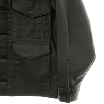 【中古】ジュンヤワタナベ マン JUNYA WATANABE MAN × FILSON 2025年秋冬 フェイクレザー×ウール モッサーチェック 切替 ジャケット ブルゾン ブラック【サイズS】【 状態ランクA 】【 メンズ 】