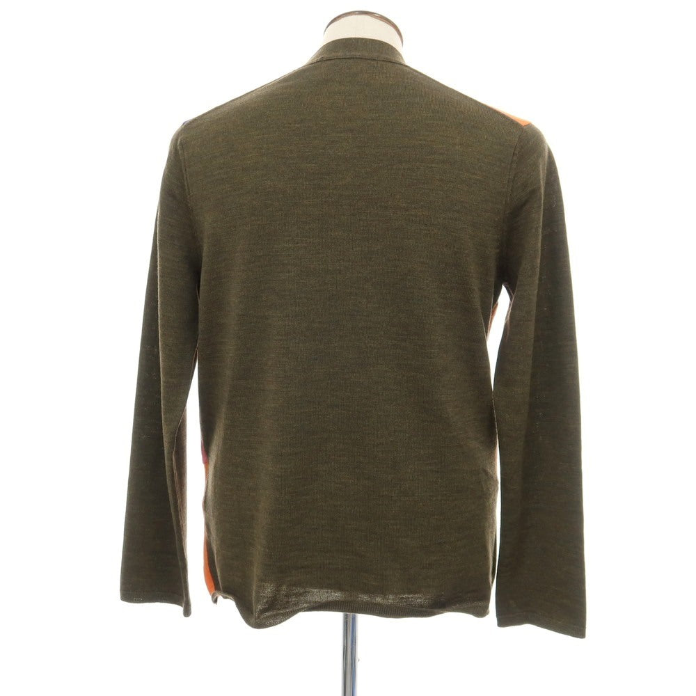 【中古】コムデギャルソン オムドゥ COMME des GARCONS HOMME DEUX 2025年秋冬 ウール パッチワーク ニット カーディガン カーキxマルチカラー【サイズL】【 状態ランクA 】【 メンズ 】