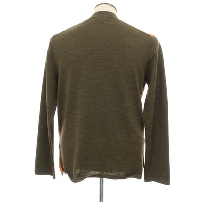【中古】コムデギャルソン オムドゥ COMME des GARCONS HOMME DEUX 2025年秋冬 ウール パッチワーク ニット カーディガン カーキxマルチカラー【サイズL】【 状態ランクA 】【 メンズ 】